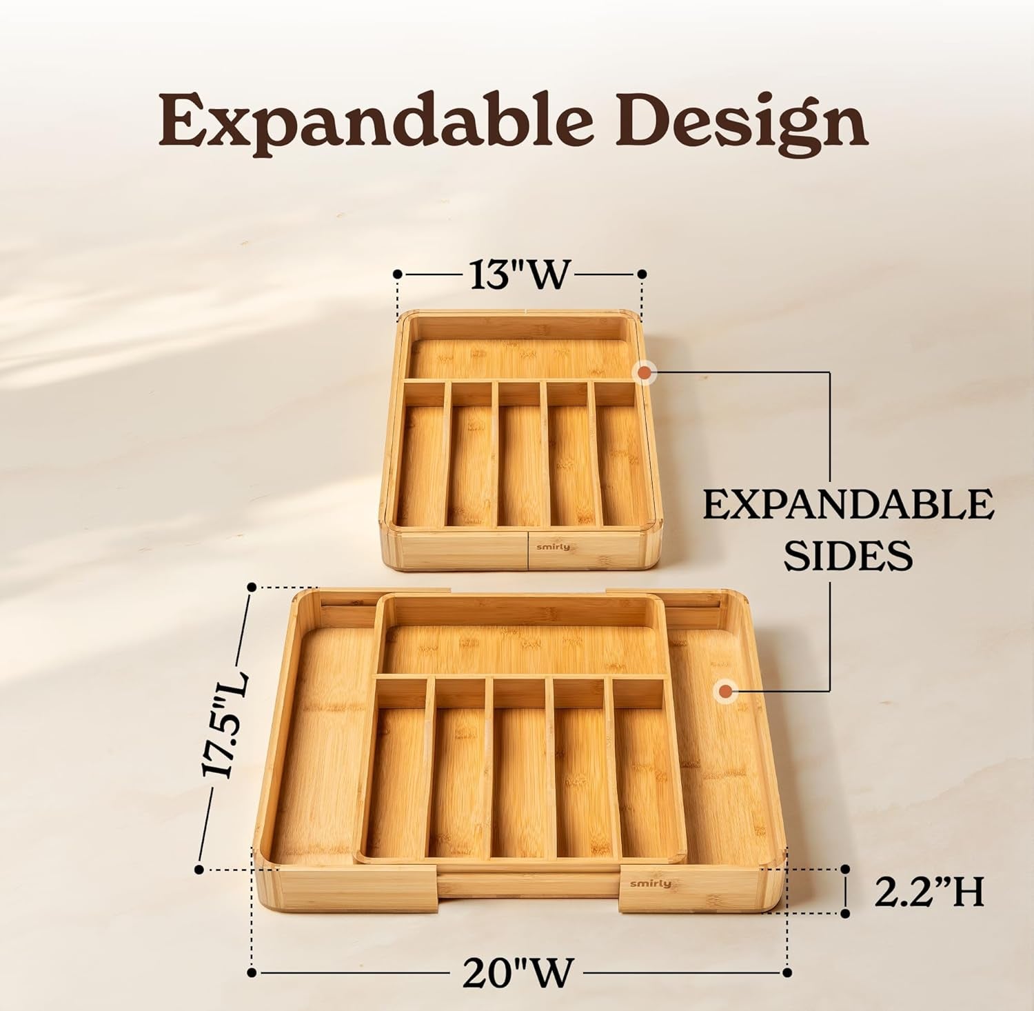 Adjustable Bamboo Kitchen Drawer Organizer – Premium Silverware and Utensil Holder with Divider Trays for Optimal Flatware Storage