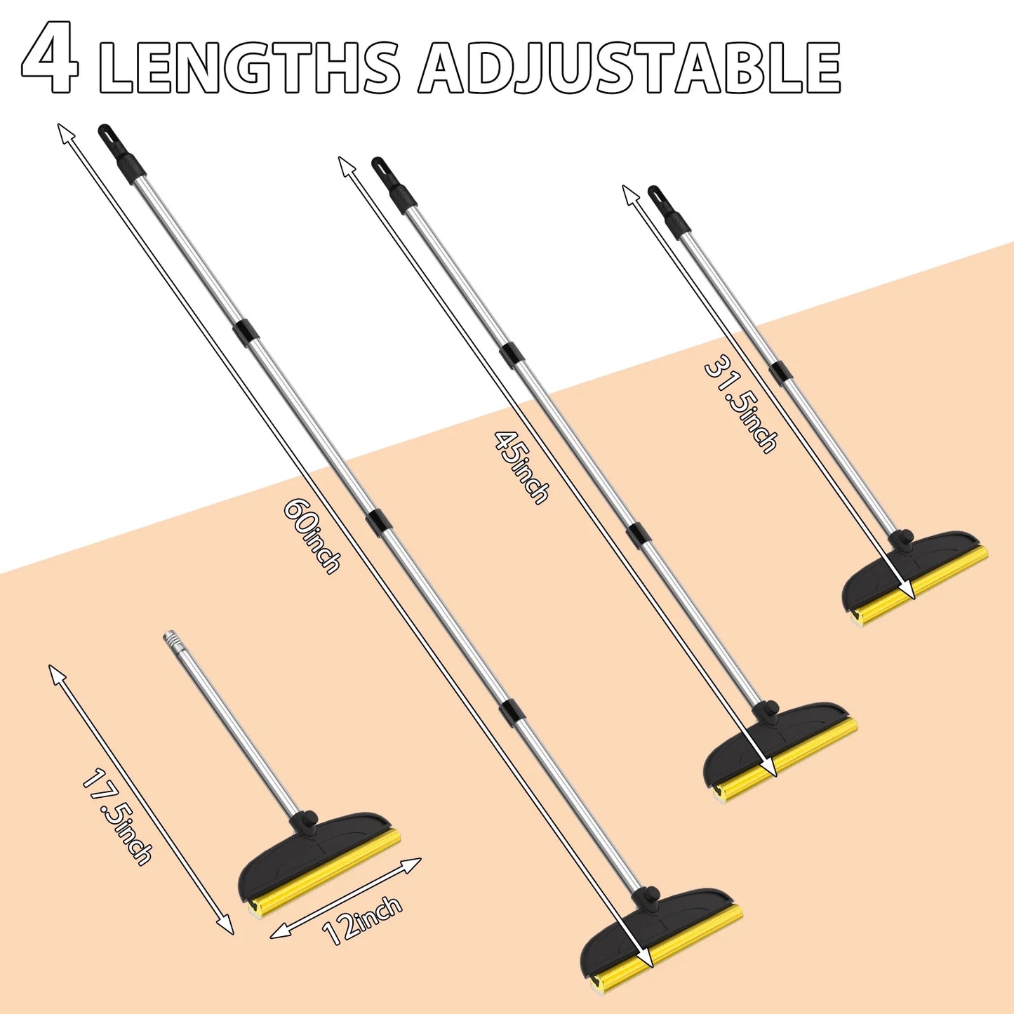 Carpet Rake for Pet Hair Removal: 60" Adjustable Long Handle Pet Hair Removel Tool, 2 in 1 TPU and Copper Pet Hair Remover Broom, Reusable Cat Dog Hair Remover Carpet Scraper
