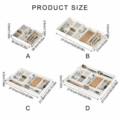 Expandable Kitchen Drawer Organizer Kitchen Tray with 3 Compartments