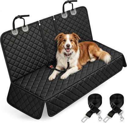 Waterproof Dog Car Seat Cover - Durable Back Seat Protector for Most Cars, SUVs, and Trucks (53” Width) - Black