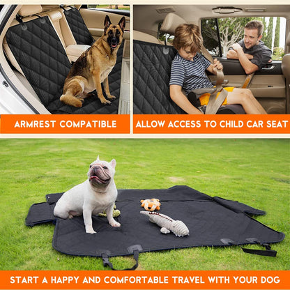 Waterproof Dog Car Seat Cover - Durable Back Seat Protector for Most Cars, SUVs, and Trucks (53” Width) - Black