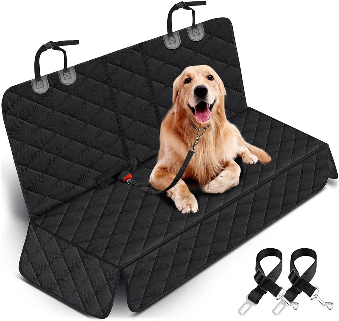 Waterproof Dog Car Seat Cover - Durable Back Seat Protector for Most Cars, SUVs, and Trucks (53” Width) - Black