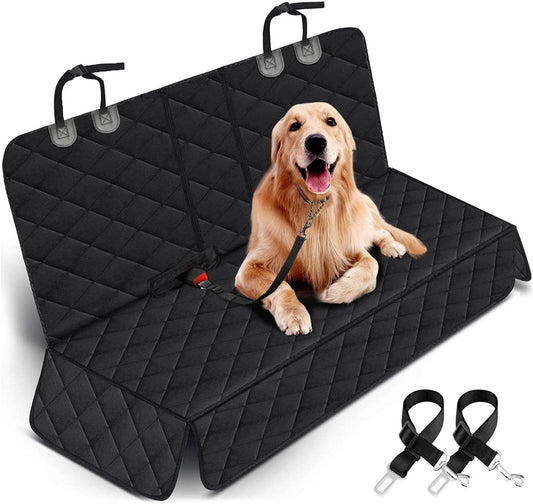 Waterproof Dog Car Seat Cover - Durable Back Seat Protector for Most Cars, SUVs, and Trucks (53” Width) - Black