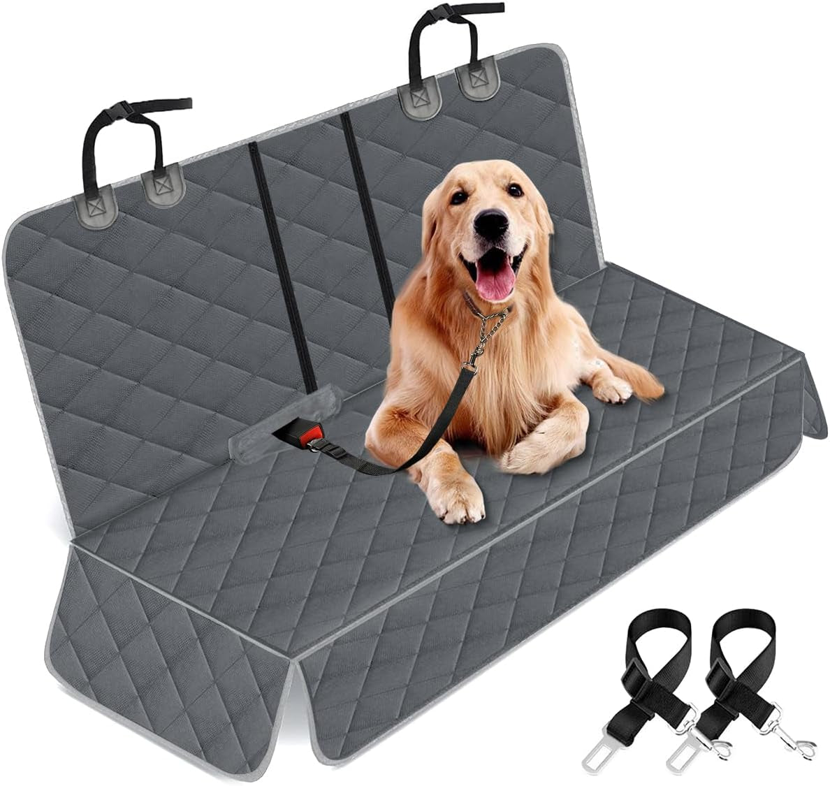 Waterproof Dog Car Seat Cover - Durable Back Seat Protector for Most Cars, SUVs, and Trucks (53” Width) - Black