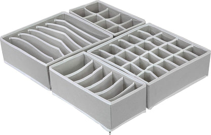 Closet Underwear Organizer Drawer Divider 4 Set + 6 Set Drawer Divider Baskets Bins