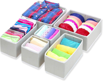 Closet Underwear Organizer Drawer Divider 4 Set + 6 Set Drawer Divider Baskets Bins