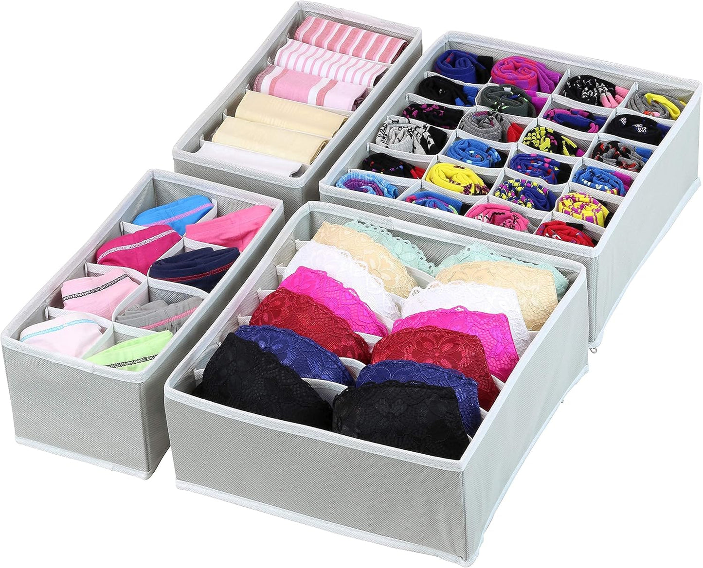Closet Underwear Organizer Drawer Divider 4 Set + 6 Set Drawer Divider Baskets Bins