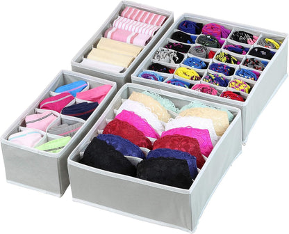 Closet Underwear Organizer Drawer Divider 4 Set + 6 Set Drawer Divider Baskets Bins