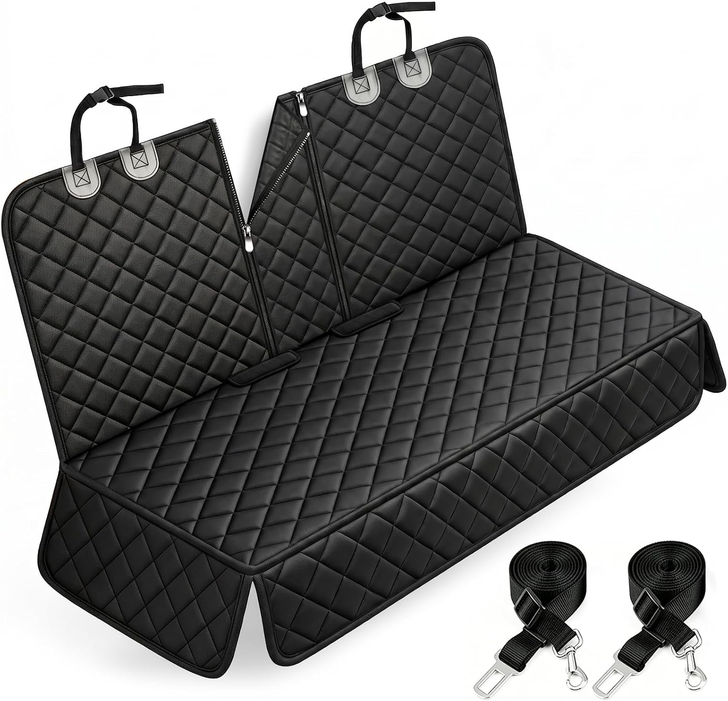 Waterproof Dog Car Seat Cover - Durable Back Seat Protector for Most Cars, SUVs, and Trucks (53” Width) - Black