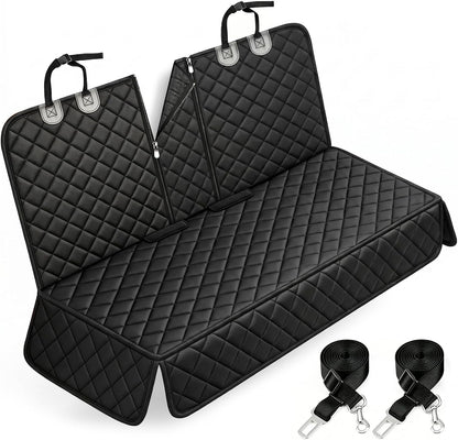 Waterproof Dog Car Seat Cover - Durable Back Seat Protector for Most Cars, SUVs, and Trucks (53” Width) - Black